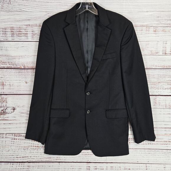 Ralph Lauren Blazer Mens 38R Black Wool Two Button Lined Sport Coat Professional - Picture 1 of 14